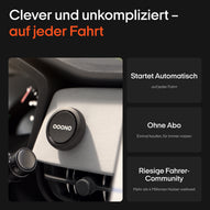 OOONO Blitzerwarner am Lüftungsgitter im Auto, automatische Nutzung, kein Abo, große Fahrer-Community.