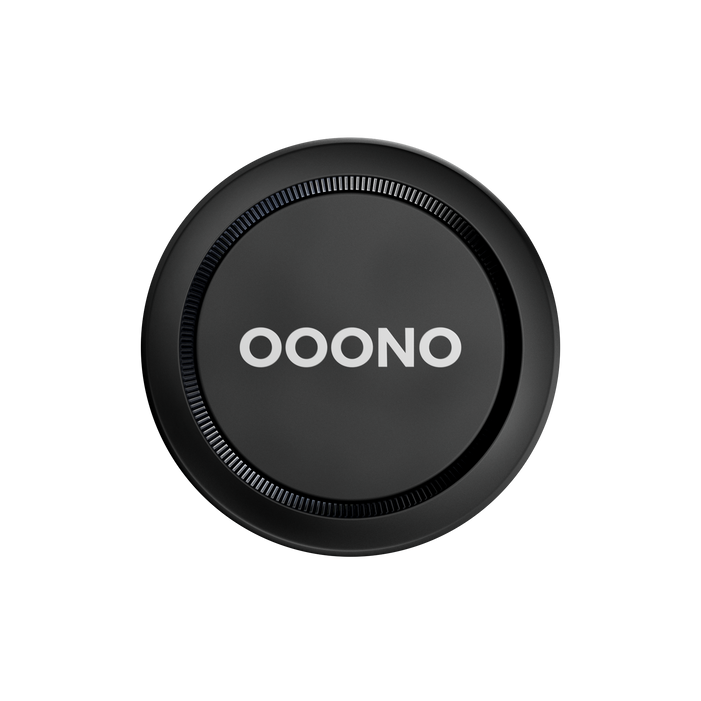 OOONO round black trafikalarm (speed camera detector) with white logo, shown on a plain white background.