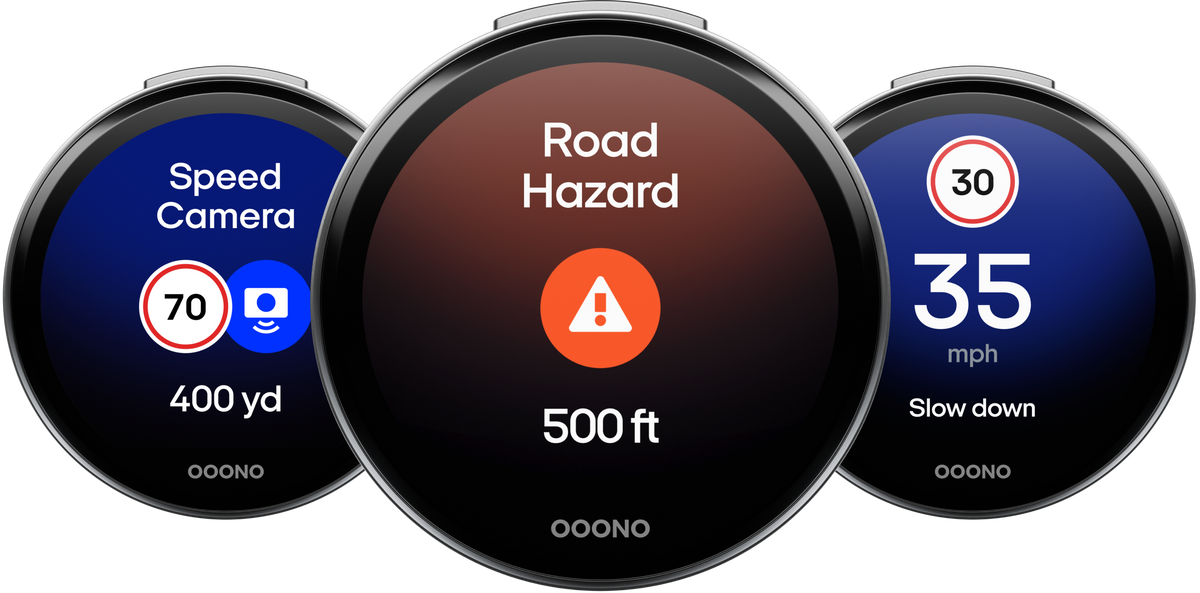 Three CO-DRIVER NO3 screens: section control, speed camera and road hazard